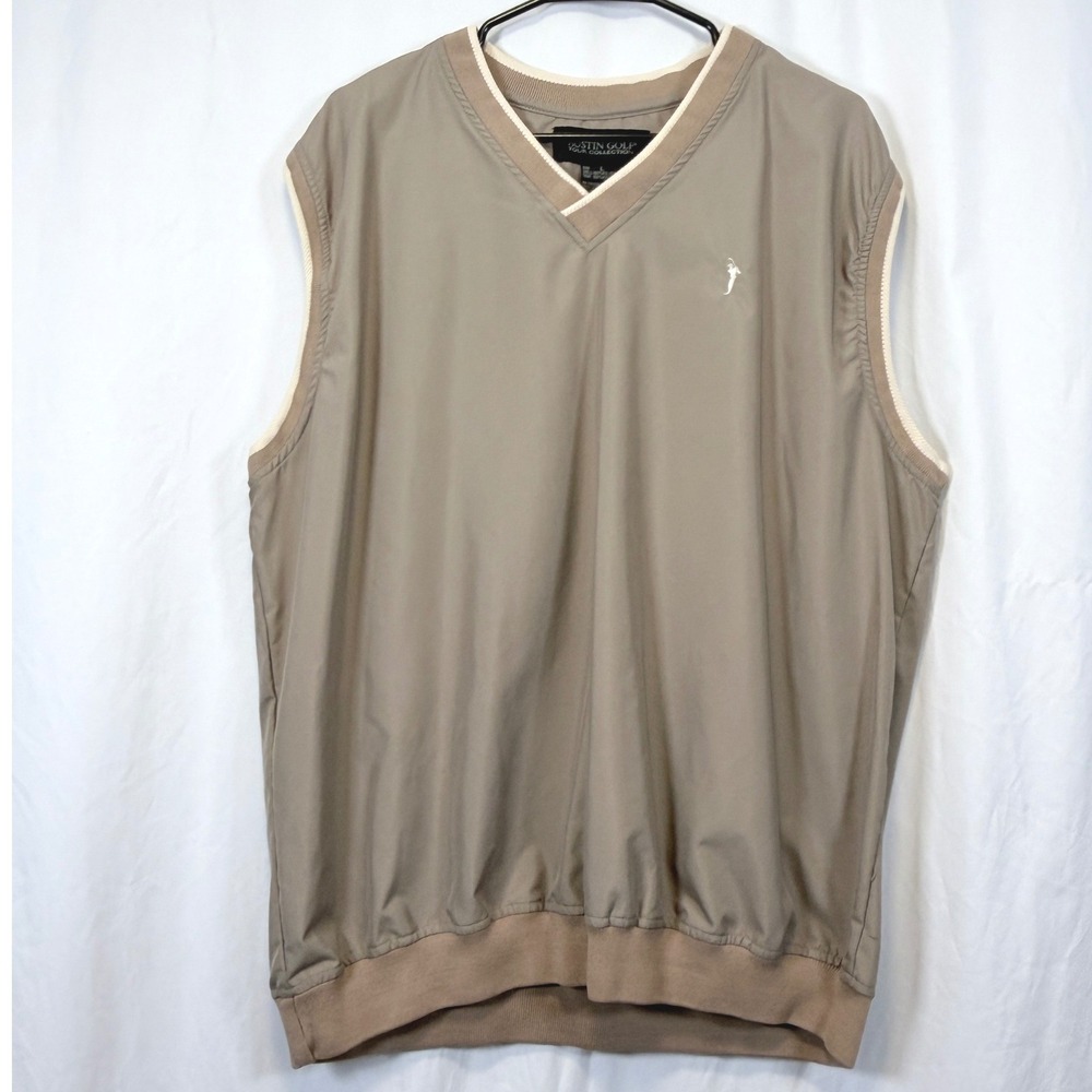 Austin‎ Golf Tour Collection Pullover Vest V-Neck Tan Embroidered Logo Size L